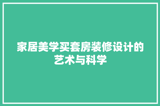 家居美学买套房装修设计的艺术与科学