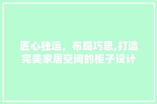匠心独运，布局巧思,打造完美家居空间的柜子设计