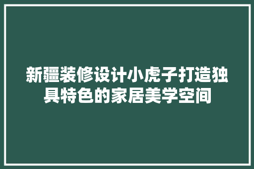 新疆装修设计小虎子打造独具特色的家居美学空间