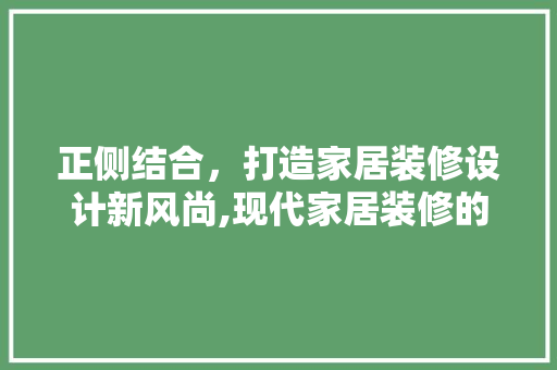 正侧结合，打造家居装修设计新风尚,现代家居装修的方法