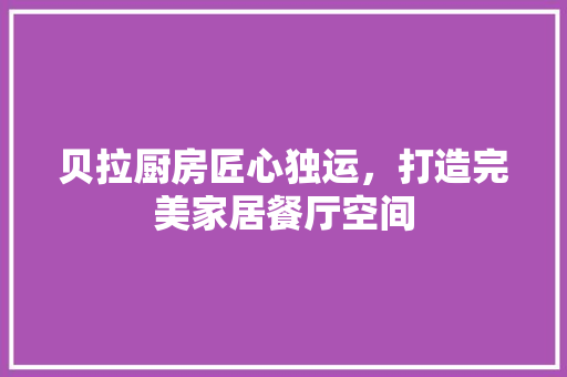 贝拉厨房匠心独运，打造完美家居餐厅空间