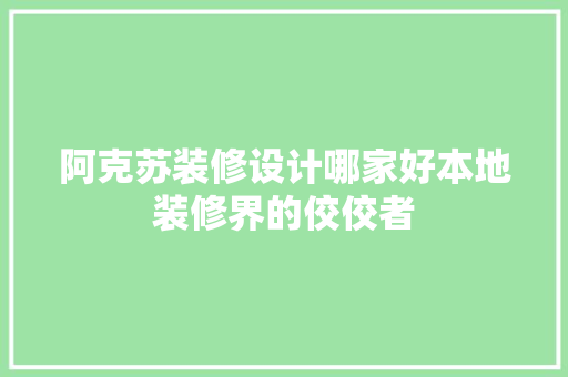 阿克苏装修设计哪家好本地装修界的佼佼者