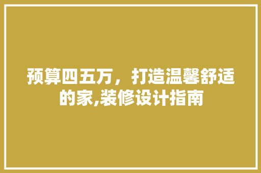 预算四五万，打造温馨舒适的家,装修设计指南
