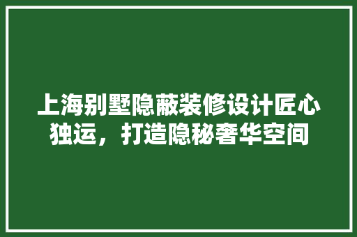 上海别墅隐蔽装修设计匠心独运，打造隐秘奢华空间