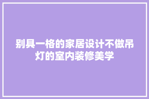 别具一格的家居设计不做吊灯的室内装修美学