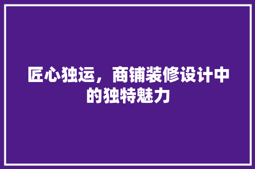 匠心独运，商铺装修设计中的独特魅力