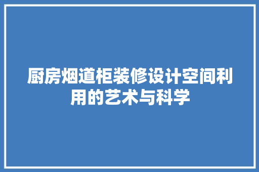 厨房烟道柜装修设计空间利用的艺术与科学