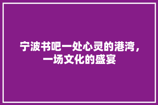 宁波书吧一处心灵的港湾，一场文化的盛宴