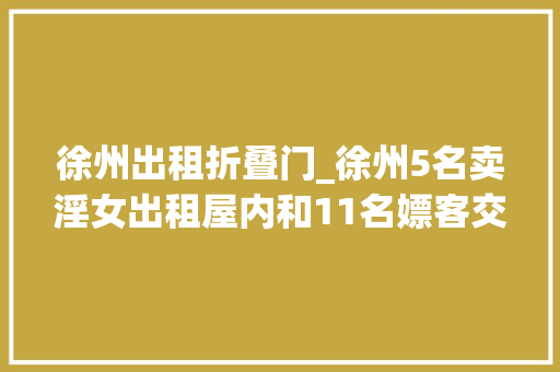徐州出租折叠门_徐州5名卖淫女出租屋内和11名嫖客交易全被抓获