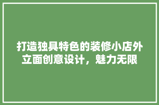 打造独具特色的装修小店外立面创意设计，魅力无限