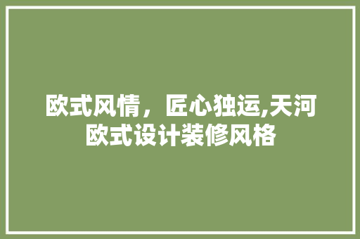 欧式风情，匠心独运,天河欧式设计装修风格