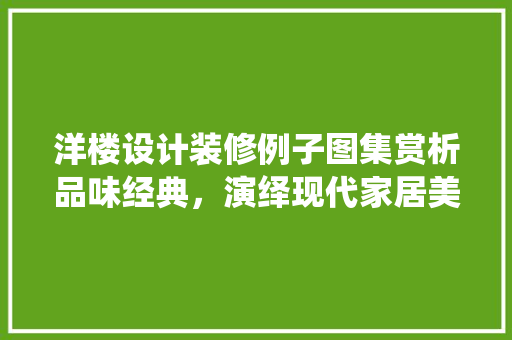 洋楼设计装修例子图集赏析品味经典，演绎现代家居美学
