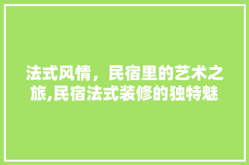 法式风情，民宿里的艺术之旅,民宿法式装修的独特魅力