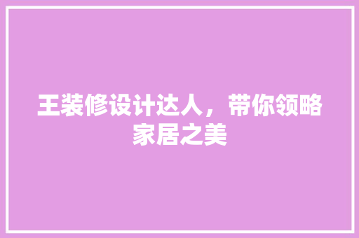 王装修设计达人，带你领略家居之美