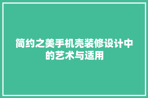简约之美手机壳装修设计中的艺术与适用
