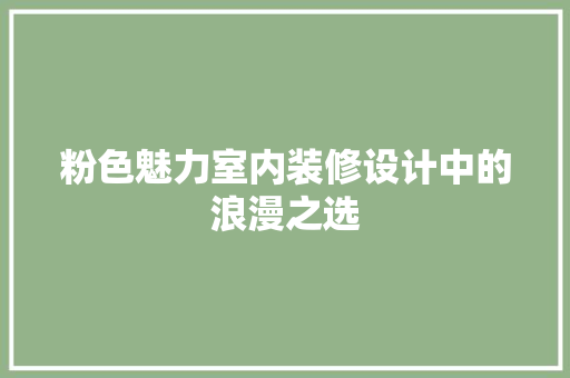 粉色魅力室内装修设计中的浪漫之选