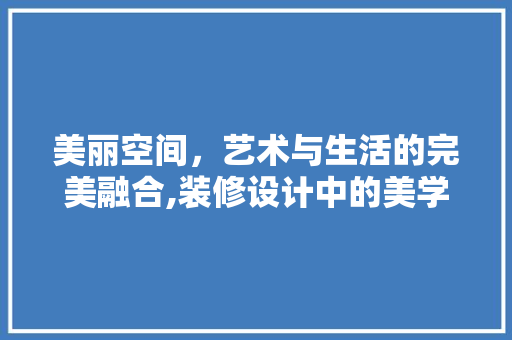 美丽空间，艺术与生活的完美融合,装修设计中的美学讨论