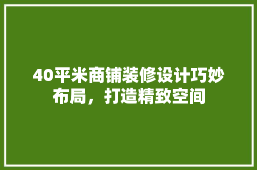 40平米商铺装修设计巧妙布局，打造精致空间