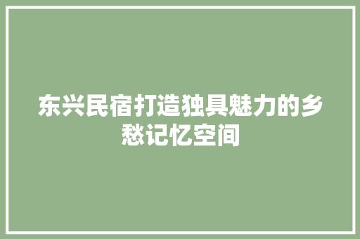 东兴民宿打造独具魅力的乡愁记忆空间