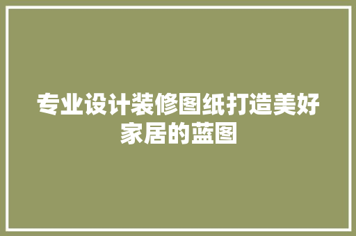 专业设计装修图纸打造美好家居的蓝图