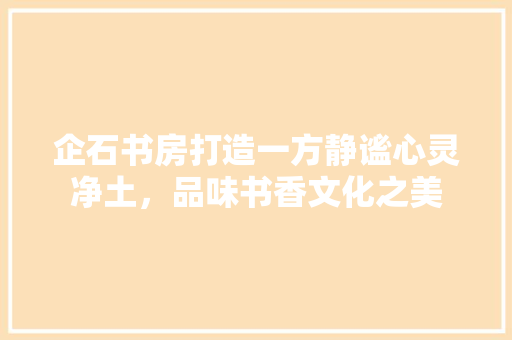 企石书房打造一方静谧心灵净土，品味书香文化之美