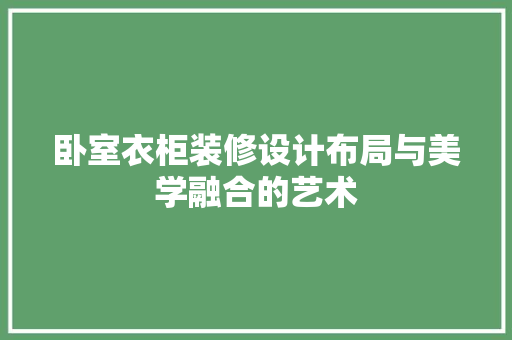 卧室衣柜装修设计布局与美学融合的艺术