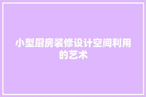 小型厨房装修设计空间利用的艺术