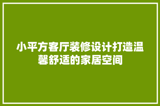 小平方客厅装修设计打造温馨舒适的家居空间
