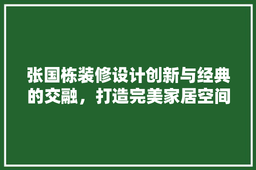 张国栋装修设计创新与经典的交融，打造完美家居空间