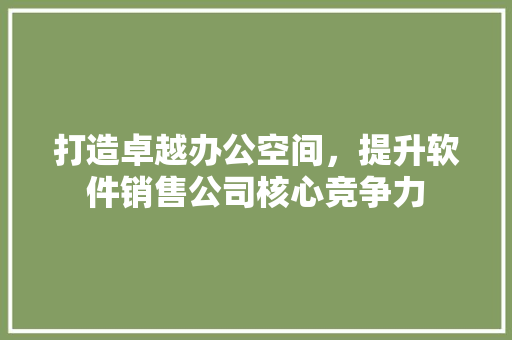 打造卓越办公空间，提升软件销售公司核心竞争力