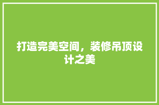 打造完美空间，装修吊顶设计之美