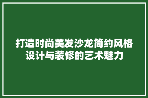 打造时尚美发沙龙简约风格设计与装修的艺术魅力