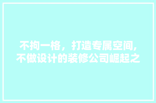 不拘一格，打造专属空间,不做设计的装修公司崛起之路