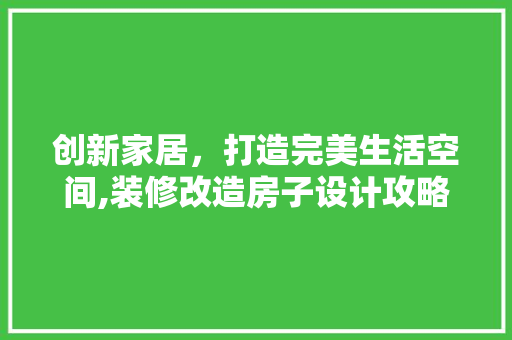 创新家居，打造完美生活空间,装修改造房子设计攻略