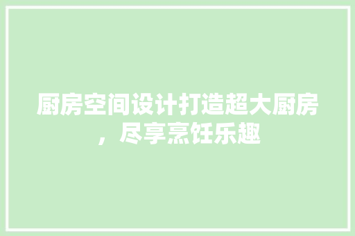 厨房空间设计打造超大厨房，尽享烹饪乐趣