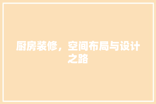 厨房装修，空间布局与设计之路