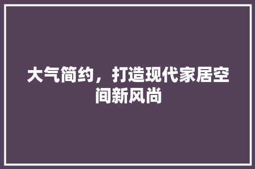 大气简约，打造现代家居空间新风尚