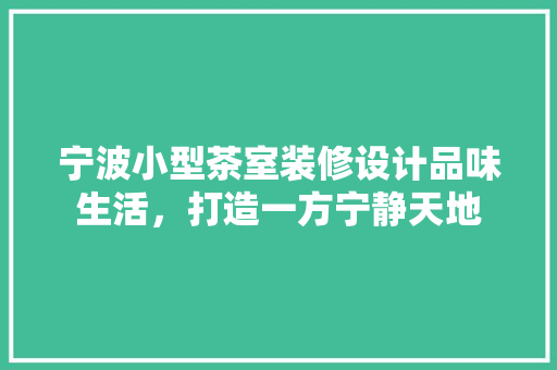 宁波小型茶室装修设计品味生活，打造一方宁静天地
