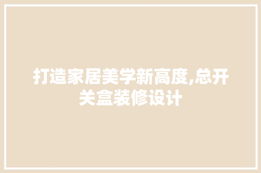打造家居美学新高度,总开关盒装修设计
