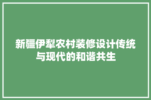新疆伊犁农村装修设计传统与现代的和谐共生