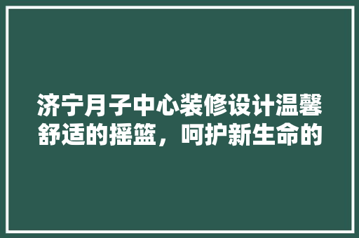 济宁月子中心装修设计温馨舒适的摇篮，呵护新生命的第一步