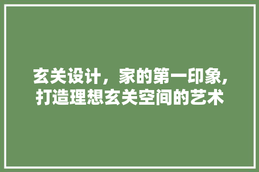 玄关设计，家的第一印象,打造理想玄关空间的艺术