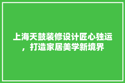 上海天鼓装修设计匠心独运，打造家居美学新境界