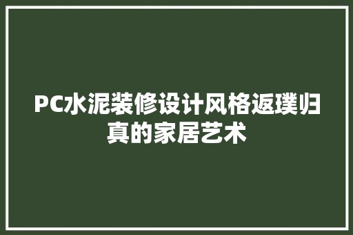 PC水泥装修设计风格返璞归真的家居艺术