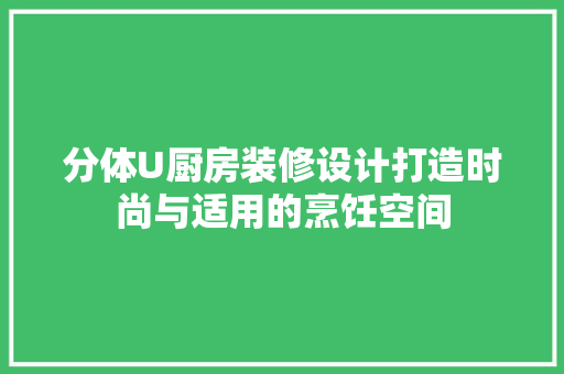 分体U厨房装修设计打造时尚与适用的烹饪空间