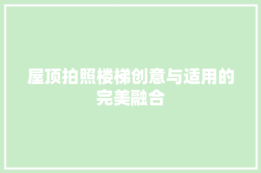 屋顶拍照楼梯创意与适用的完美融合