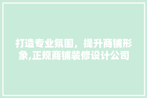 打造专业氛围，提升商铺形象,正规商铺装修设计公司