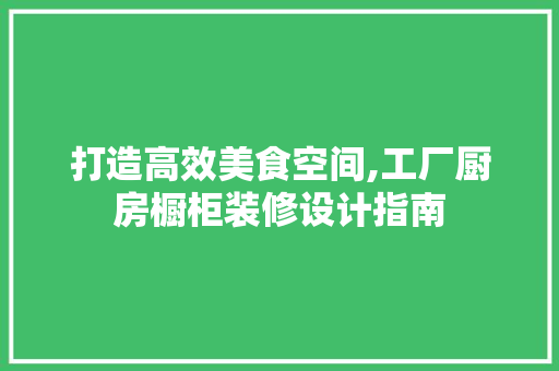 打造高效美食空间,工厂厨房橱柜装修设计指南