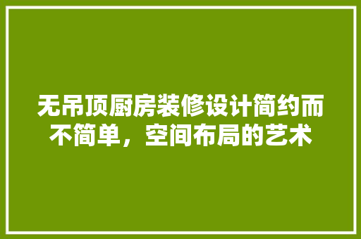 无吊顶厨房装修设计简约而不简单，空间布局的艺术