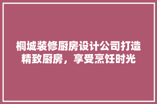 桐城装修厨房设计公司打造精致厨房，享受烹饪时光